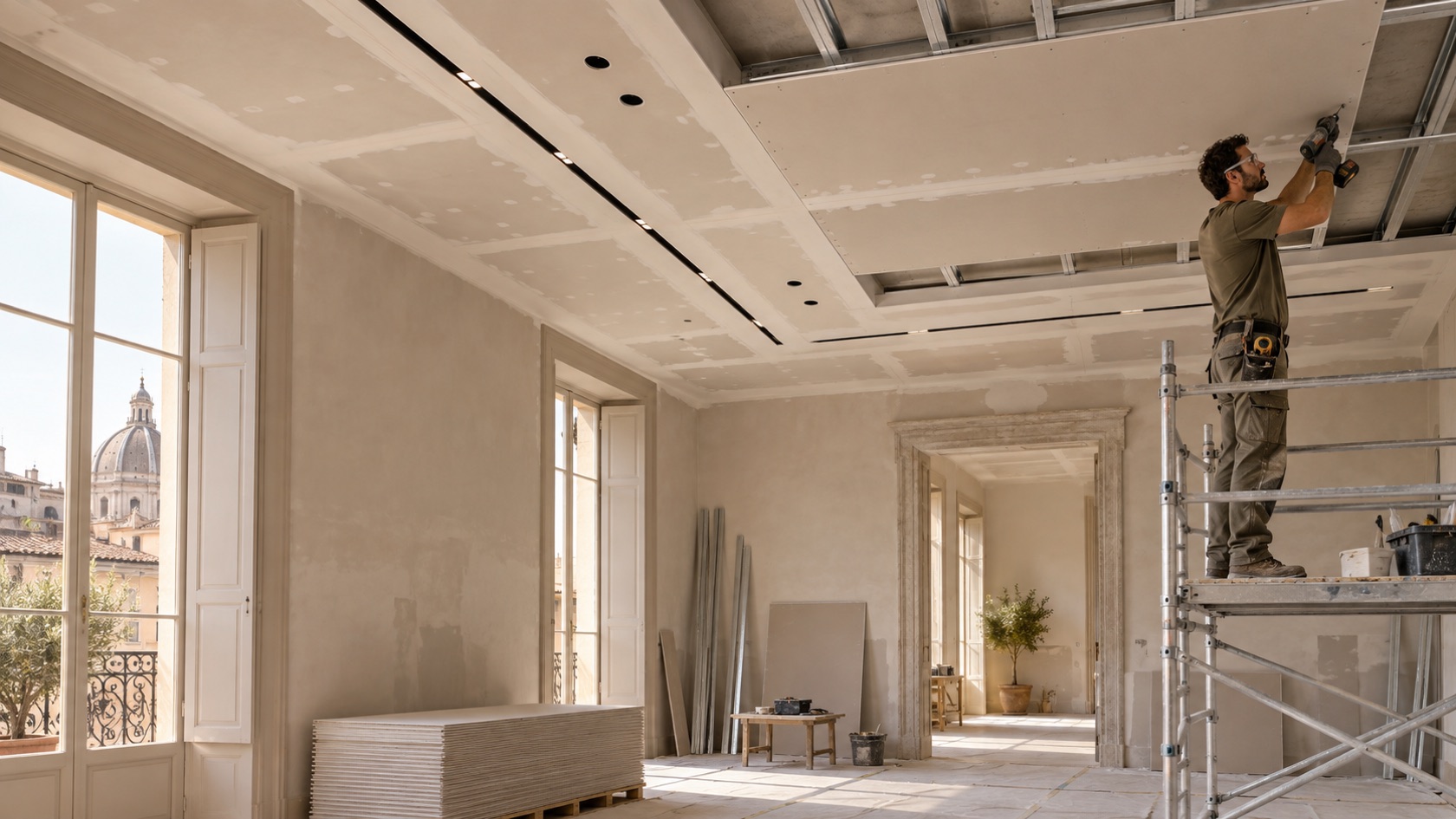 Realizzazione di un controsoffitto in cartongesso